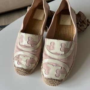 Tory Burch Light Pink & White Espadrilles